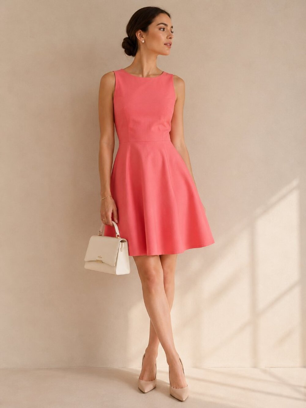 Kate Spade New York Coral Pink Bow Back Fit & Flare Dress Size 4